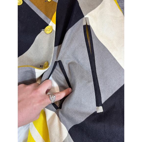 VINTAGE 60s Weatherbee Cape Womens Yellow Plaid Double Breasted Water Repellent - Picture 7 of 8